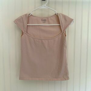 PacSun Cream Cap Sleeve Fitted Tee